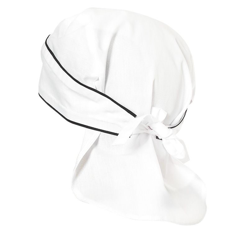 Косынка Бандана белая с черной отделкой